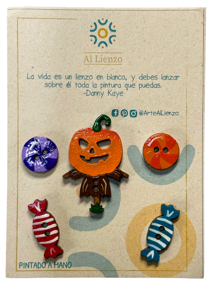 Pack de botones halloween dulce espantapájaro - Al Lienzo