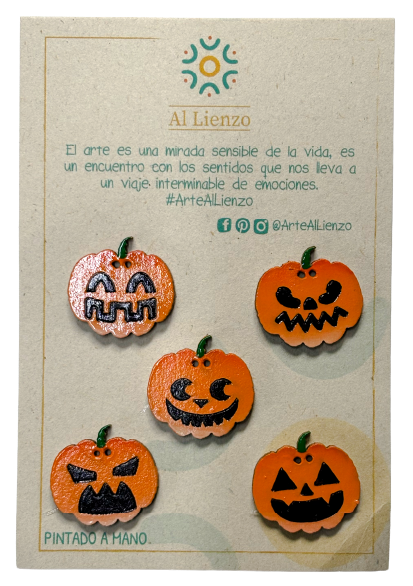 Pack de botones halloween de calabazas pintadas a mano - Al Lienzo